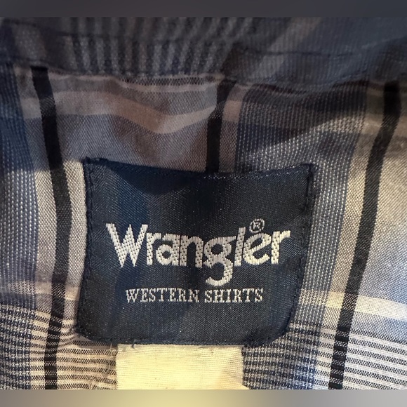 Wrangler Shirt Men’s Size XL Blue White Plaid Pearl Snap Western - Picture 5 of 5